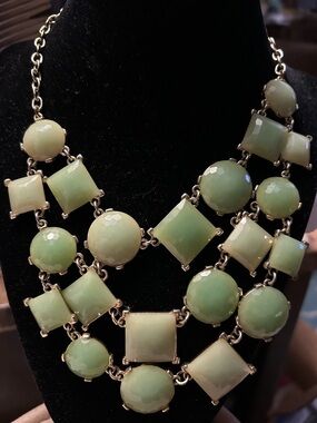 Statement Mint Green Multi-Shape Bib Necklace - Women Jewelry